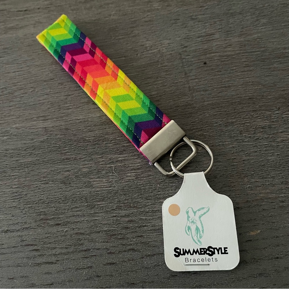 Rainbow Chevron Wristlet Keychain